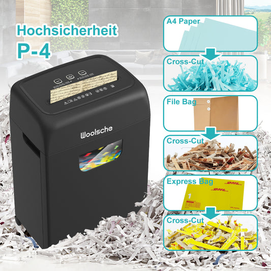 US Local Woolsche Cross Cut Document Shredder 18 Sheet Document Shredder Credit Card Shredder Security Level P-4 For Home, Office And Schools