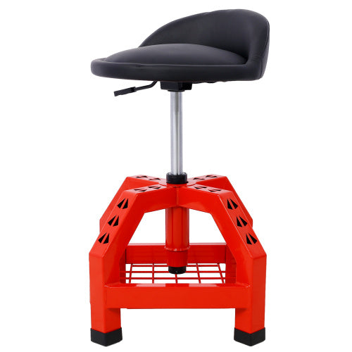 US Local Pneumatic 360 Degree Swivel Stool, Mechanics Rolling Creeper Seat, Heavy Duty Rolling Mechanics Stool, Shop Stool With Casters Red