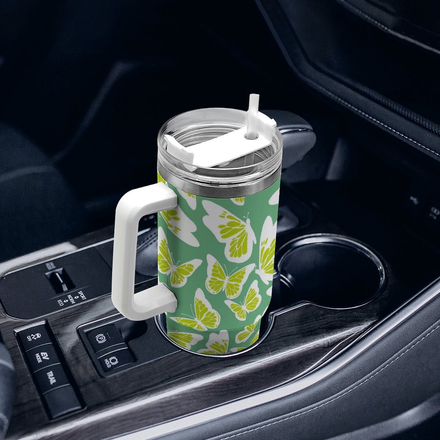 PHDT00523 POD US Local Tumbler 40oz Large Capacity Car Cup Green Butterfly