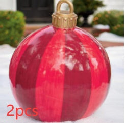 US Local Christmas Ornament Ball Outdoor Pvc 60CM Inflatable Decorated Ball PVC Giant Big Large Balls Xmas Tree Decorations Toy Ball