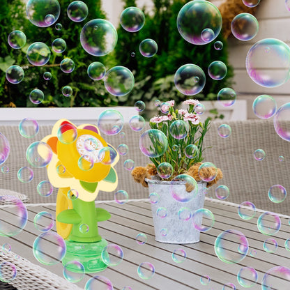 US Local 2Pcs Bubble Machines With Lights For Kids Rechargeable Dancing Sunflower Bubble Maker For 4-8Years Old Toddlers Outdoor Summer Play Toy Party Birthday Gift