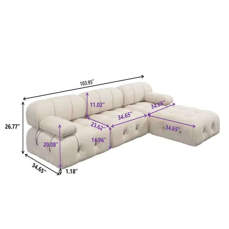 US Local Nordic Modern Apartment Furniture Fabric Buckle Design Sofa Living Room Couch Light Luxury Sponge Sofa For Lock Design
