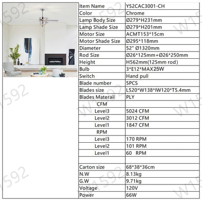 US Local 3-Light Chrome Drum Shade LED Ceiling Fan Remote, Traditional Farmhouse Rustic Industrial Bohemian Country Cottage Transitional Glam For Home, Kitchen, Living Room