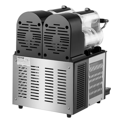 US Local Commercial Slushy Machine, 3LX2 Tank Slush Drink Maker, Drink Machine With Temperature Preservation, Stainless Steel Home Slush Drink Machine With Automatic Clean, Black