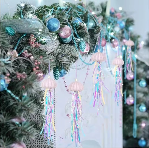 US Local 4 PCS Sea Urchin Hanging Ornaments For Christmas Tree Coastal Natural Sea Urchin Crafts With Rope