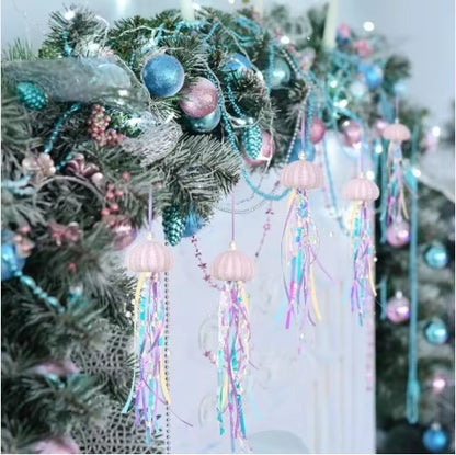 US Local 4 PCS Sea Urchin Hanging Ornaments For Christmas Tree Coastal Natural Sea Urchin Crafts With Rope