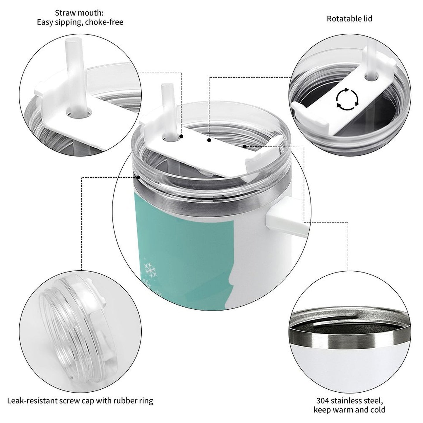 PHDT00343 POD US Local Tumbler 40 oz Large Capacity Car Cup Christmas, Snowman