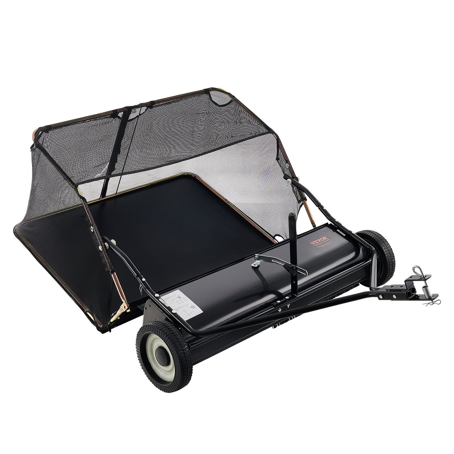 US Local VEVOR Tow-Behind Lawn Sweeper 42-inch Leaf Yard Collector 12 Cu.ft. Adjustable
