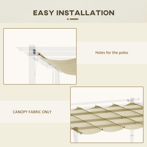 UK Local Outsunny Retractable Pergola Shade Cover, Replacement Canopy Fabric For 3 X 3 M Pergola, Gazebo Retractable Roof, Beige