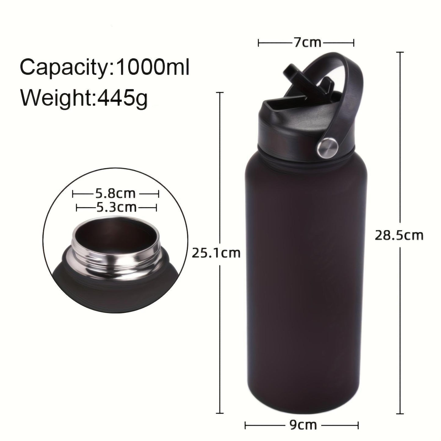 US Local 40 Oz Stainless Steel Sports Water Bottle With Straw Insulation, With 3 Lids ,straw Lid, Water Cup Lid,Please Note That This Product Is Shipped By Yourself For The Average Shipping Cost