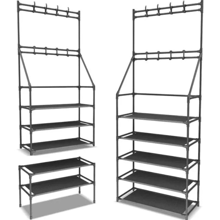 US Local 5-Tier Shoe Rack Shoe Storage For Entryway,Narrow Shoe Rack,Coat And Shoe Rack With 8 Hooks