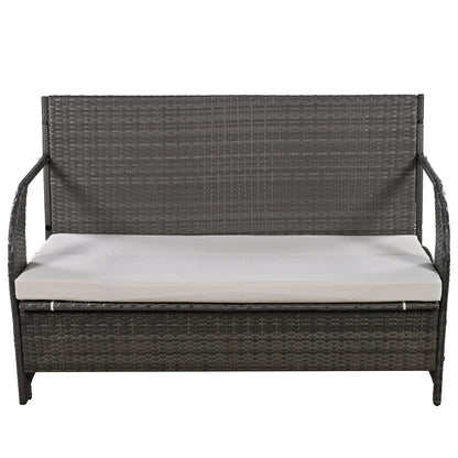 US Local U STYLE Outdoor Loveseat And Convertible To Four Seats And A Table,Suitable For Gardens And Lawns