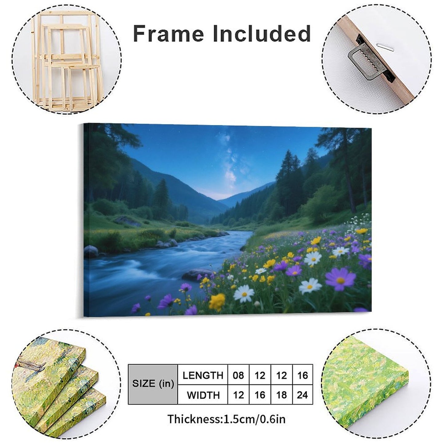 Decorative Interior Frame Painting Mountain-river-starry-summer-6