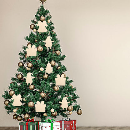 US Local 20 PCS,40 PCS Unfinished Paintable Blank Wooden Christmas Festival Decoration Ornaments 5 Designs Xmas Tree Hanging Wood Slices DIY Art Crafts For Christmas Party Decoration
