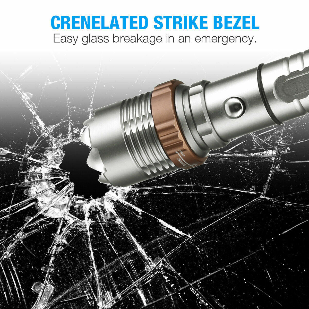 UK Local LED Tactical Flashlight Rechargeable LED Work Light Super Bright Torch Emergency Light Escape Hammer