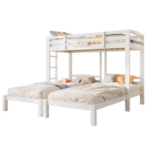 UK Local Bunk Bed Triple Sleeper With Side Ladder For Children And Teens 3FT, White 90x190cm,90x200cm  Mattress Not Included