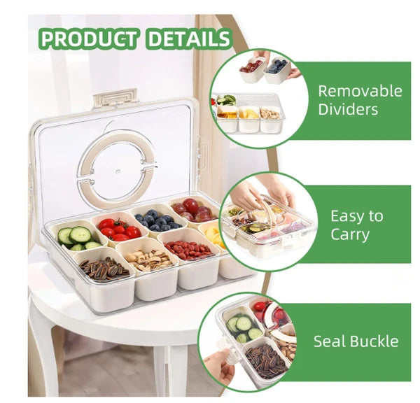 US Local Split Service Tray With 8 Compartments For Snack Boxes