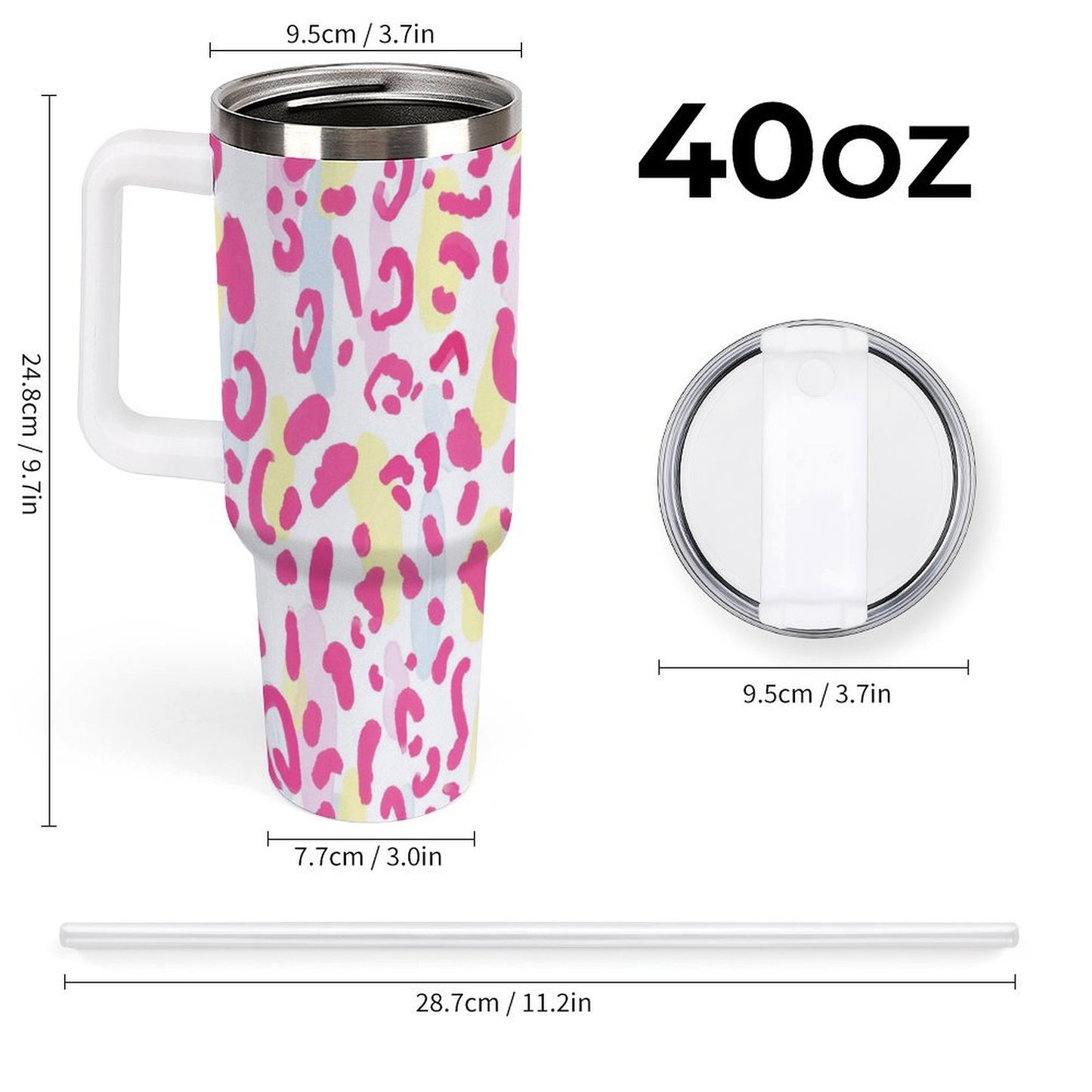 PHDT00205 POD US Local Tumbler 40 oz Large Capacity Car Cup Leopard pink