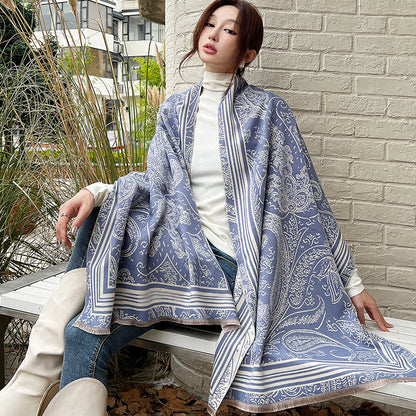 US Local Female Versatile Fashion Thickened Warm Cashmere Scarf