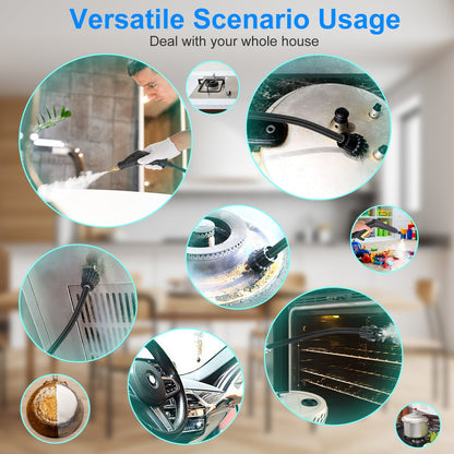 US Local 1Pc 2500W Handheld High Temperature And Pressure Steamer Cleaner With 1400ML Tank 9 Accessories 6 Steam Levels For Dirt Grease Grout Tile Floor Couch Car