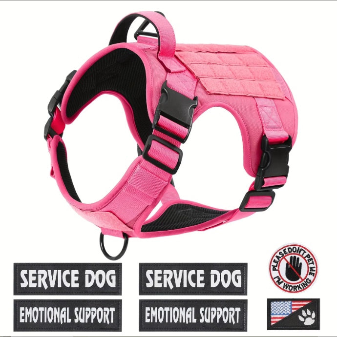 US Local Hiphoppet US Local Tactical Service Dog Harness Vest Adjustable Reflective No Pulling Large Dog Harness With Metal Buckle