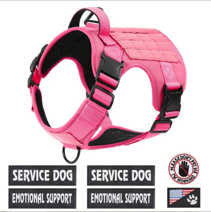US Local Hiphoppet US Local Tactical Service Dog Harness Vest Adjustable Reflective No Pulling Large Dog Harness With Metal Buckle