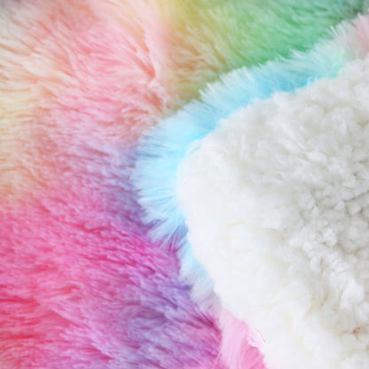 US Local 1 Piece Shaggy Blanket Plush Faux Fur Blanket For Bed Sofa Ultra Soft Luxury Sherpa Blanket Rainbow Colorful  Blanke