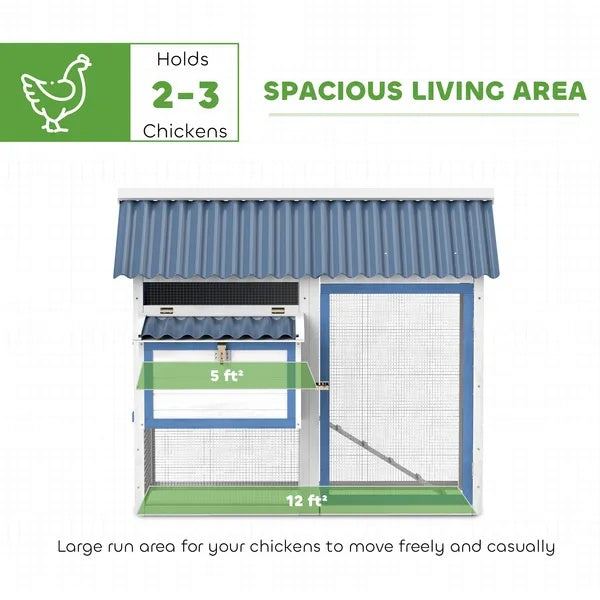 US Local 55.5 Inch Wooden Chicken Coop With Run Box, Nesting Box, Removable Tray, Ramp, Outdoor  For 2-3 Chickens, White