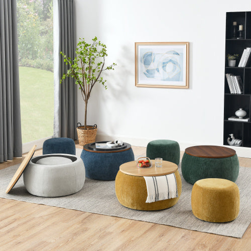 US Local Circular Storage Footstool 2-in-1 Function