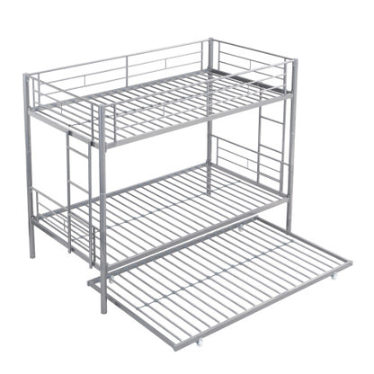 US Local METAL BUNK BED WITH TRUNDLE SILVER