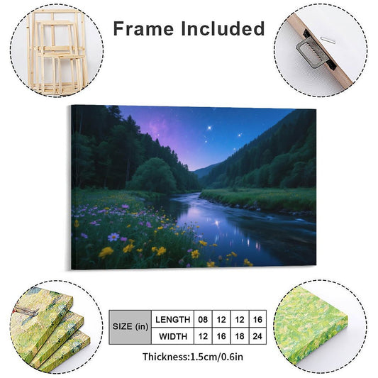 Decorative Interior Frame Painting Mountain-river-starry-summer-5