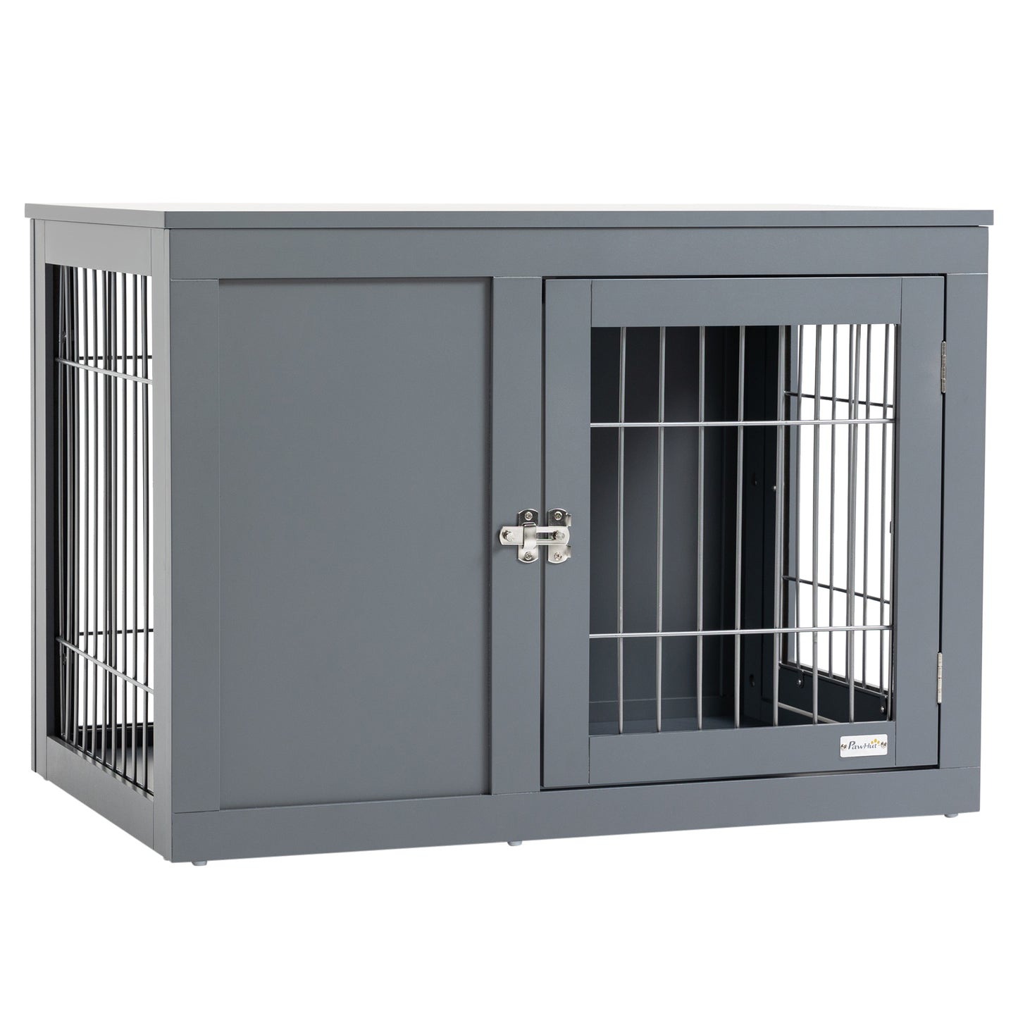 US Local Dog Cage Furniture Metal Indoor Pet Cage Cage, Double Door End Table, Small & Medium Dog House Locks, Grey