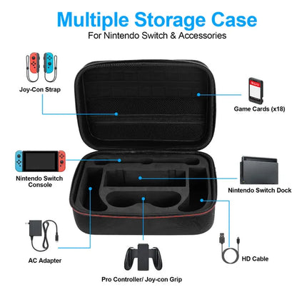 US Local Portable Deluxe Carrying Case For Nintendo Switch Protected Travel Case With Rubberized Handle Shoulder Strap