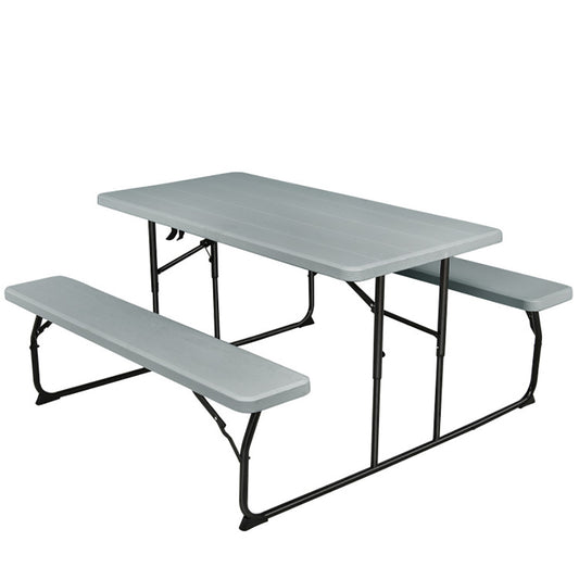 US Local Indoor And Outdoor Folding Picnic Table Bench Set With Wood-like Texture