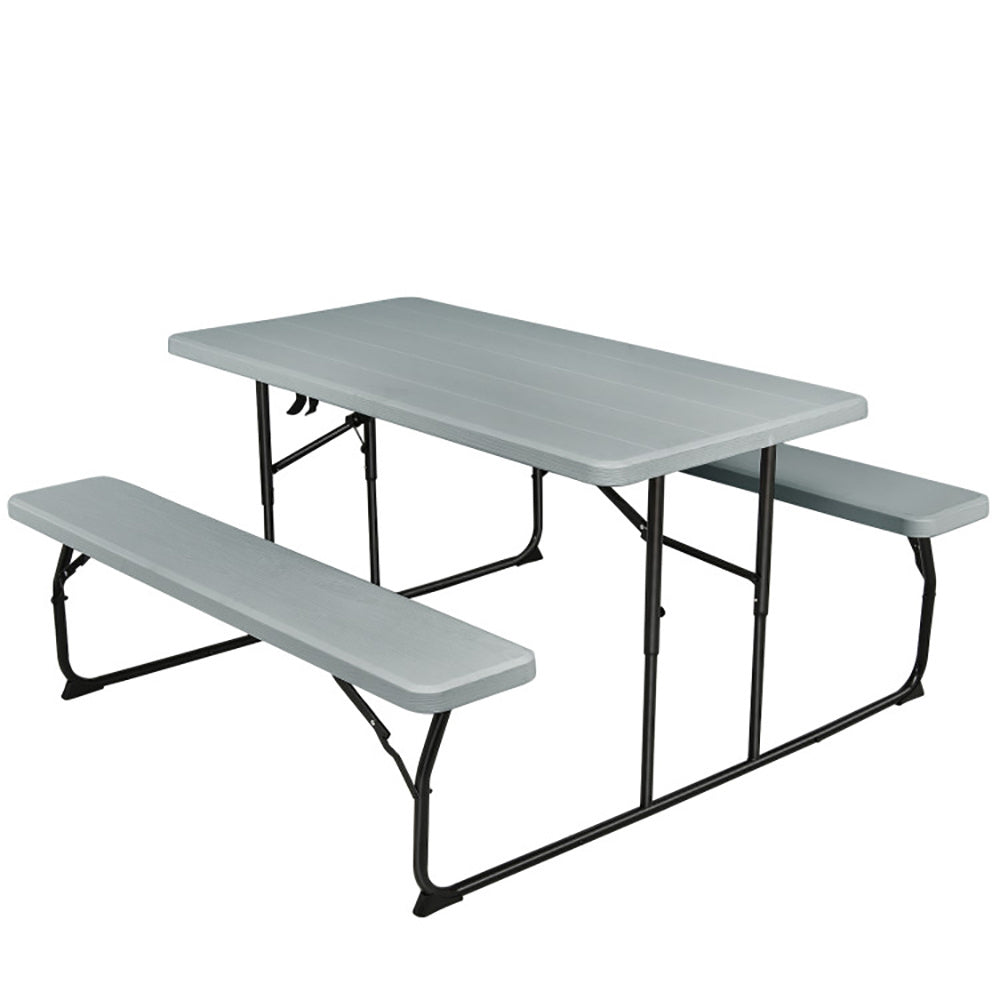 US Local Indoor And Outdoor Folding Picnic Table Bench Set With Wood-like Texture