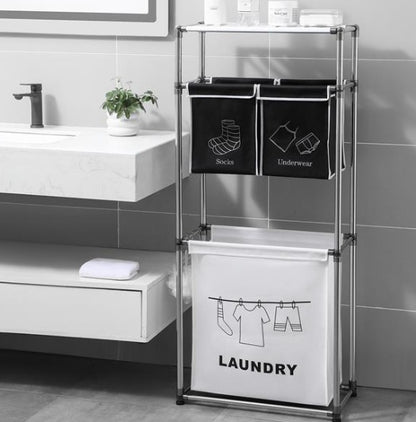 US Local Laundry Basket 3-tier Laundry Sorter With 4 Removable Bags For Organizing Clothes, Laundry, Light Laundry, Dark Laundry, 3 Hooks