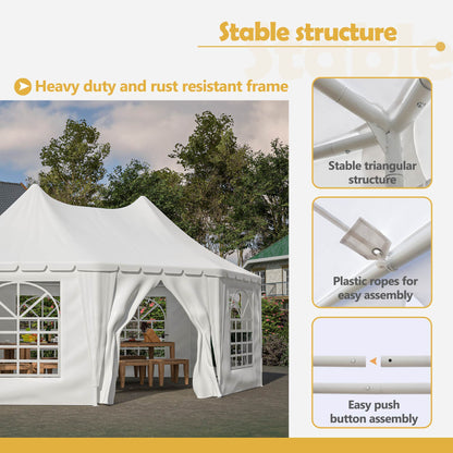 US Local Double Peaked Arabian Shelter,Party Tent,PVC Coated Polyester Roof,Roll-Up Doors And Windows,Removable Side Walls,And Complete Accessorie,White