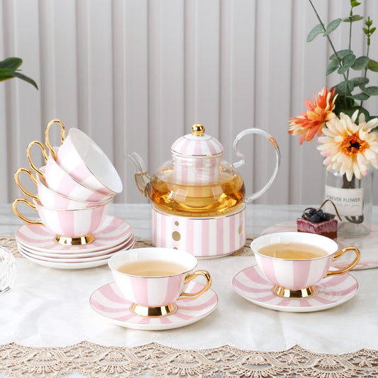 Bone China Coffee Cup Afternoon Tea Red Tea Cup Saucer Glass Water Stove Base