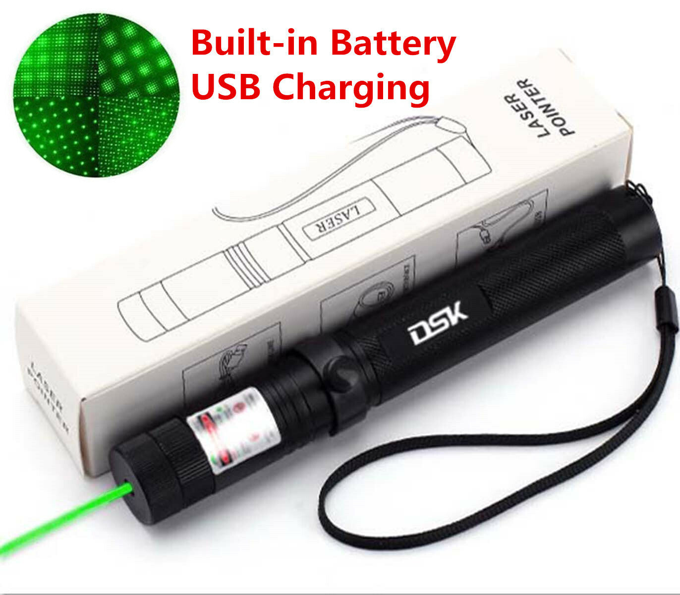 US Local USB Rechargeable Green Laser Pointer Pen Light 990Miles 532NM Astronomy Visible Beam Light 1mw Flashlight
