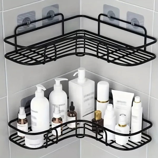 US Local 1pc Wall Mounted Bathroom Shelf, Shower Caddy Rack, No Punching Triangle Storage Rack For Bathroom Kitchen, Bathroom Accessories