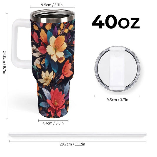 PHDT00222 POD US Local Tumbler 40 oz Large Capacity Car Cup 3D, Stereoscopic, Flower
