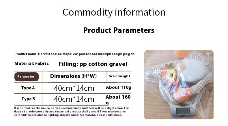 Harvest Festival Rudolf Doll Thanksgiving Maple Leaf Pointed Hat