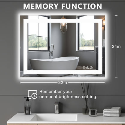 US Local Anti-fog LED Bathroom Mirror With Dual Light Source And Three Lighting Modes