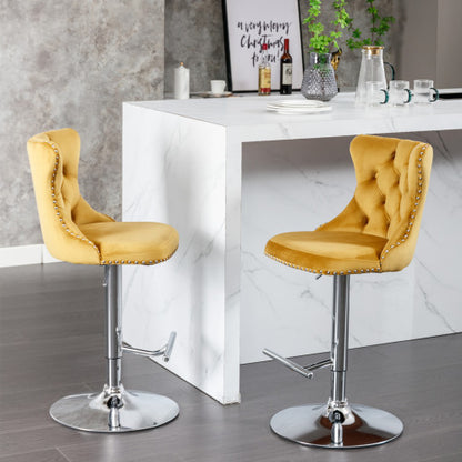 US Local Swivel Velvet Barstools Adjusatble Seat Height From 25-33 Inch Gold,Set Of 2