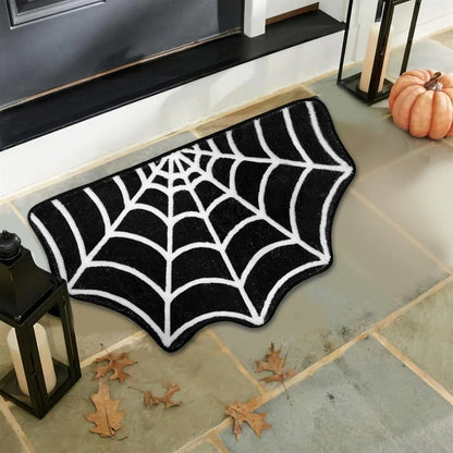 US Local Spider Web Bath Mat 19.7 X 31.5 In Large Spider Web Rugs For Bedroom Gothic Home Decor Witchy Horror Goth Room Rugs Machine Washable Non-Slip Area Rugs For Front Door Kitchen