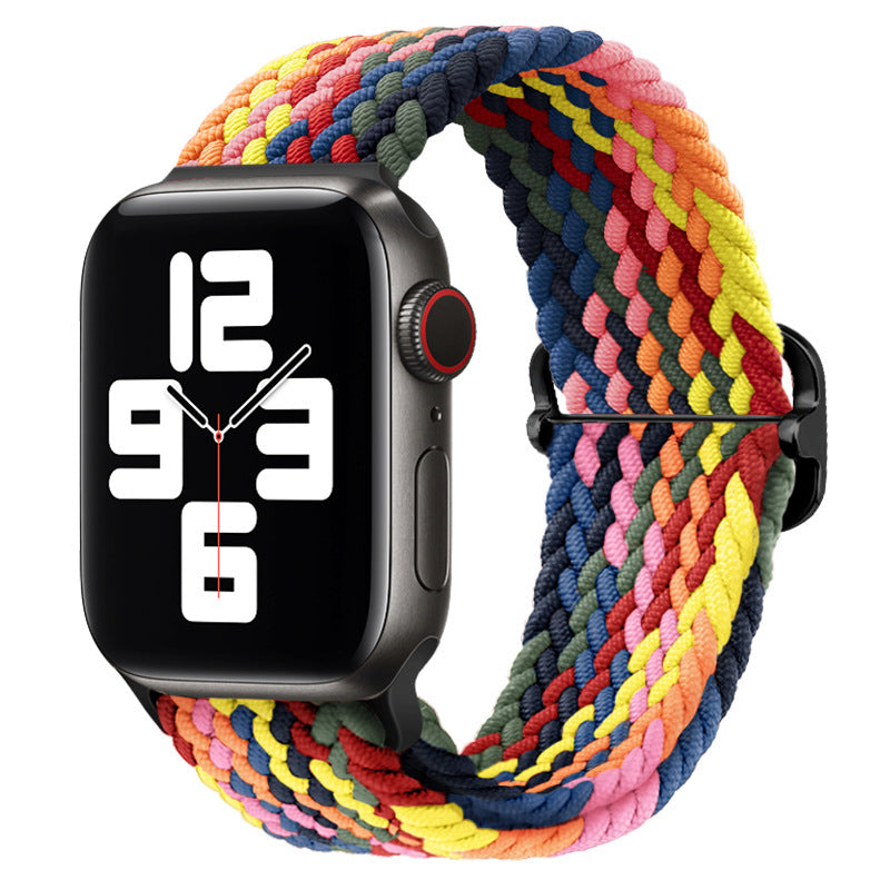 Double Loop Nylon Loop Woven Rainbow Watch Strap