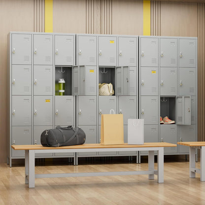 US Local Metal Lockers For Employees With 12 Door & Hooks,Metal Storage Locker With Lock And Card Slot For School Office Garage Gym Bedroom Home,Assembly Required,12 Doors Light Grey