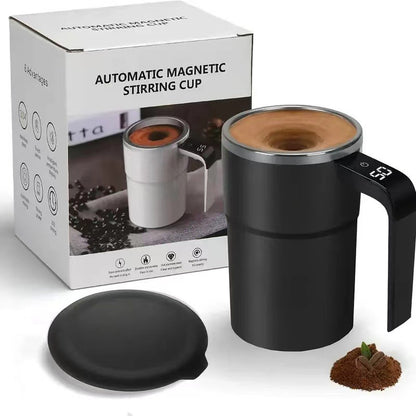 US Local Automatic Coffee Stirring Cup, Stainless Steel Self-stirring Coffee Cup With Lid, Automatic Stirring, LED Intelligent Display Temperature
