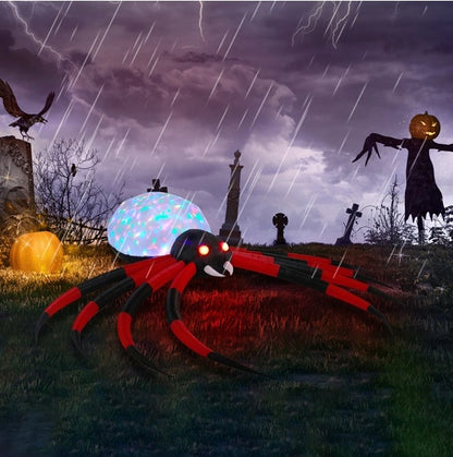 US Local 11.8 FT Halloween Inflatables Crawling Spider Outdoor Decorations With Rotating LED Lights