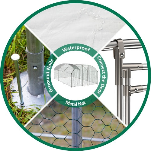 US Local Large Chicken Coop Metal Chicken Track With Waterproof And UV Cover, Dome Shape Walk-In Fence Chicken Coop For Outdoor And Yard Farm Use